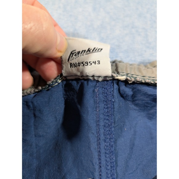 Vintage 1990s Franklin Sports Mens Blue Nylon Athletic Shorts Colorblock XL - Picture 3 of 7